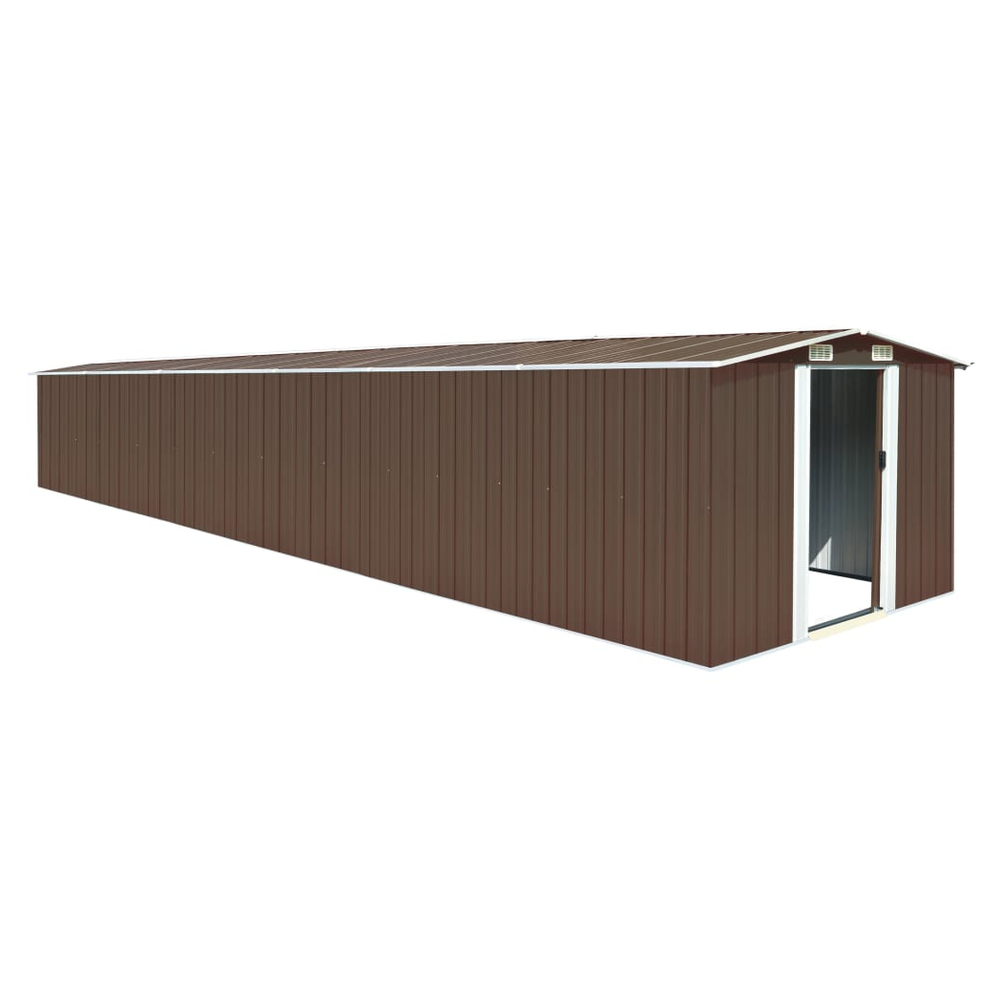 Durable Galvanised Steel Garden Shed in Brown - 257x779x181 cm - anydaydirect