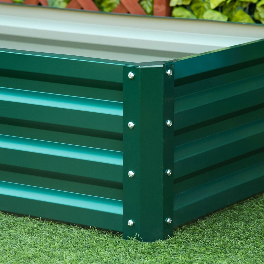 Raised Garden Bed Steel Planter Growing Box for Vegetables Flowers Green - anydaydirect