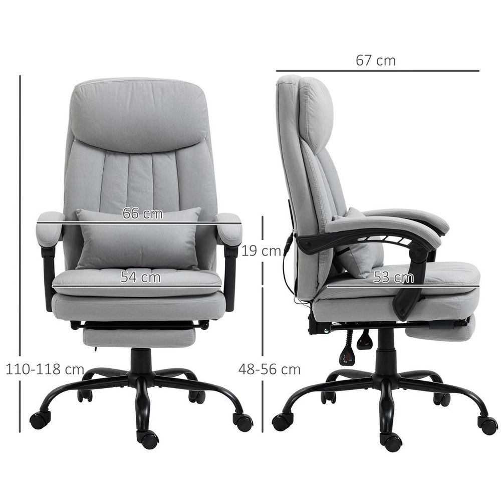 Vinsetto Microfibre Vibration Massage Office Chair with Heat, Pillow, Grey - anydaydirect