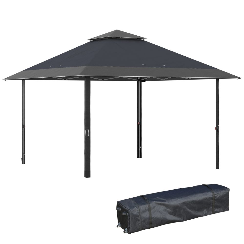 4 x 4m Outdoor Pop-Up Canopy Tent Gazebo Adjustable Legs Bag Grey - anydaydirect