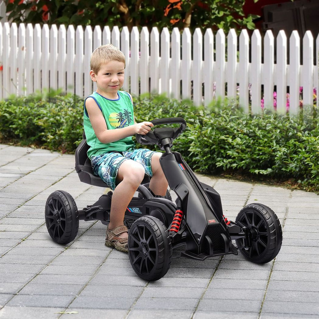HOMCOM Children Pedal Go Kart with Adjustable Seat, Handbrake - Black - anydaydirect