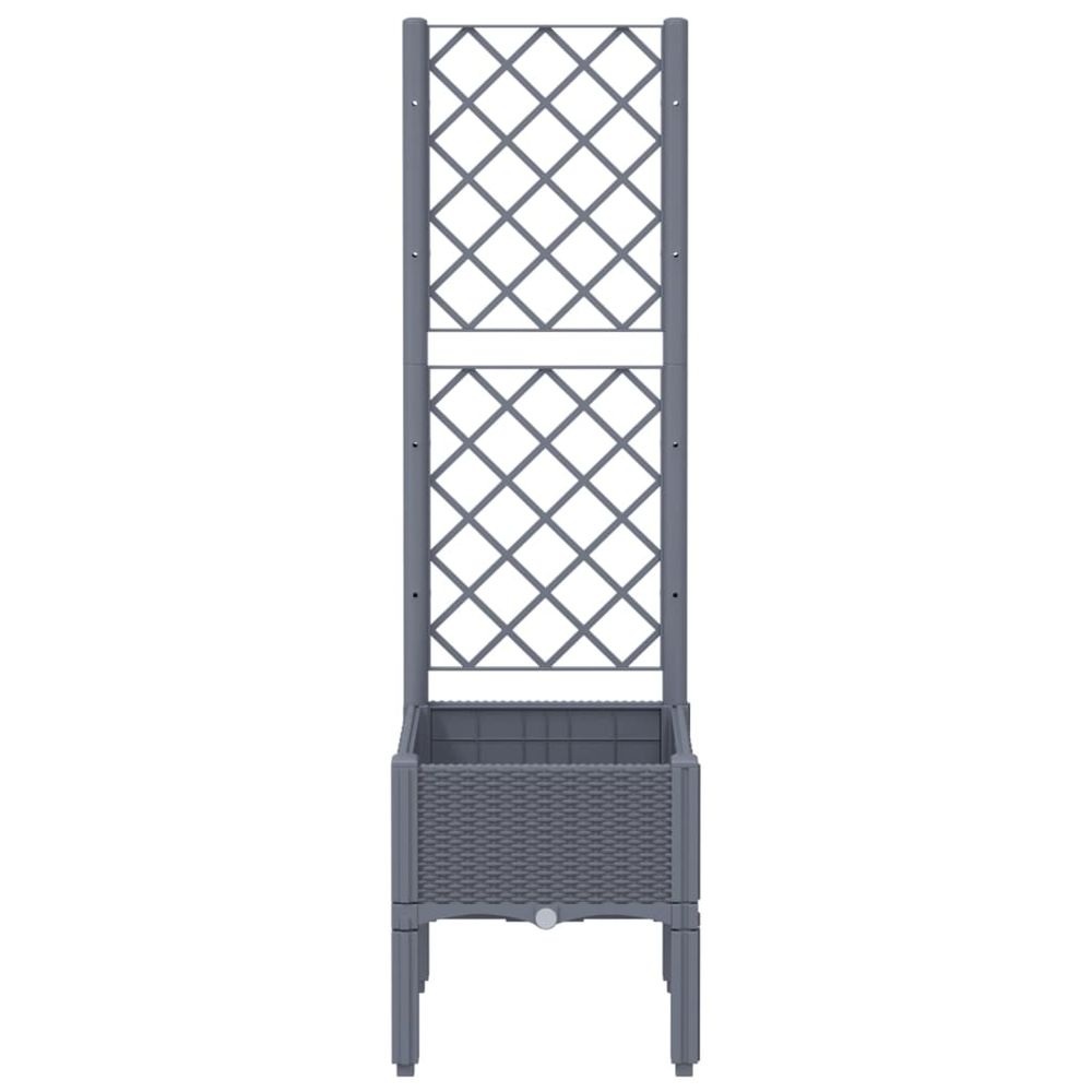 vidaXL Garden Planter with Trellis Grey 40x40x142 cm PP - anydaydirect