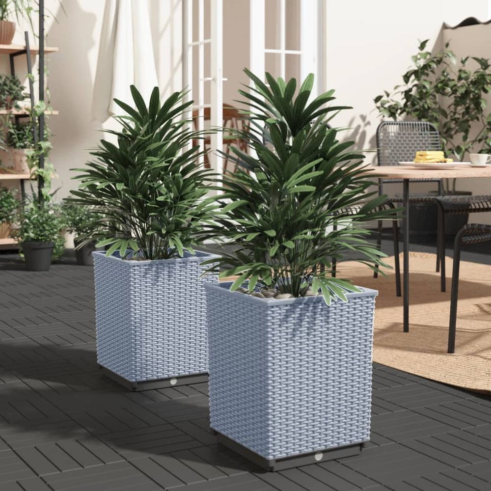 vidaXL Planters 2 pcs Dark Grey 30x30x37 cm Polypropylene - anydaydirect