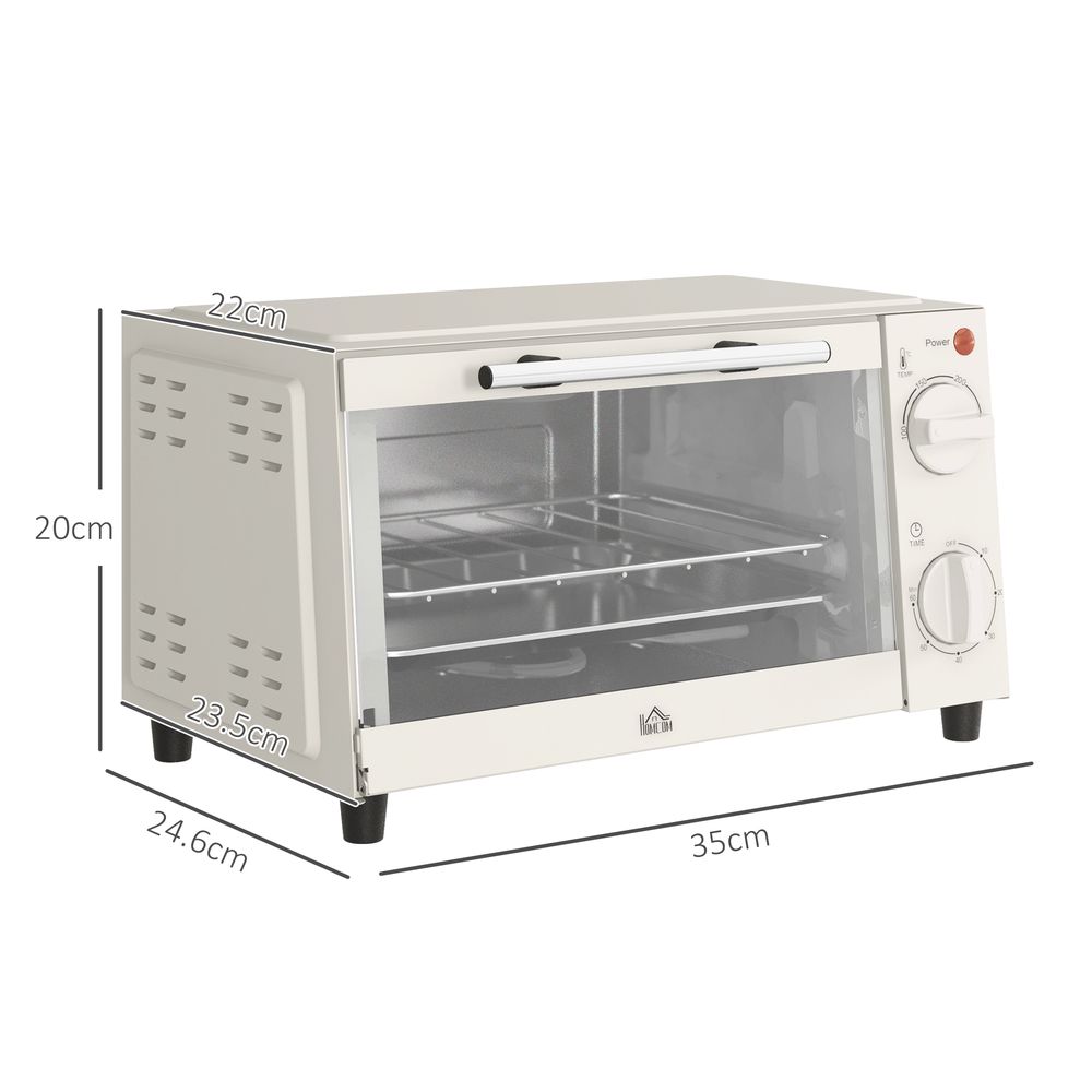 HOMCOM Mini Oven 9L Countertop Electric Grill with Temp Timer Control 750W - anydaydirect