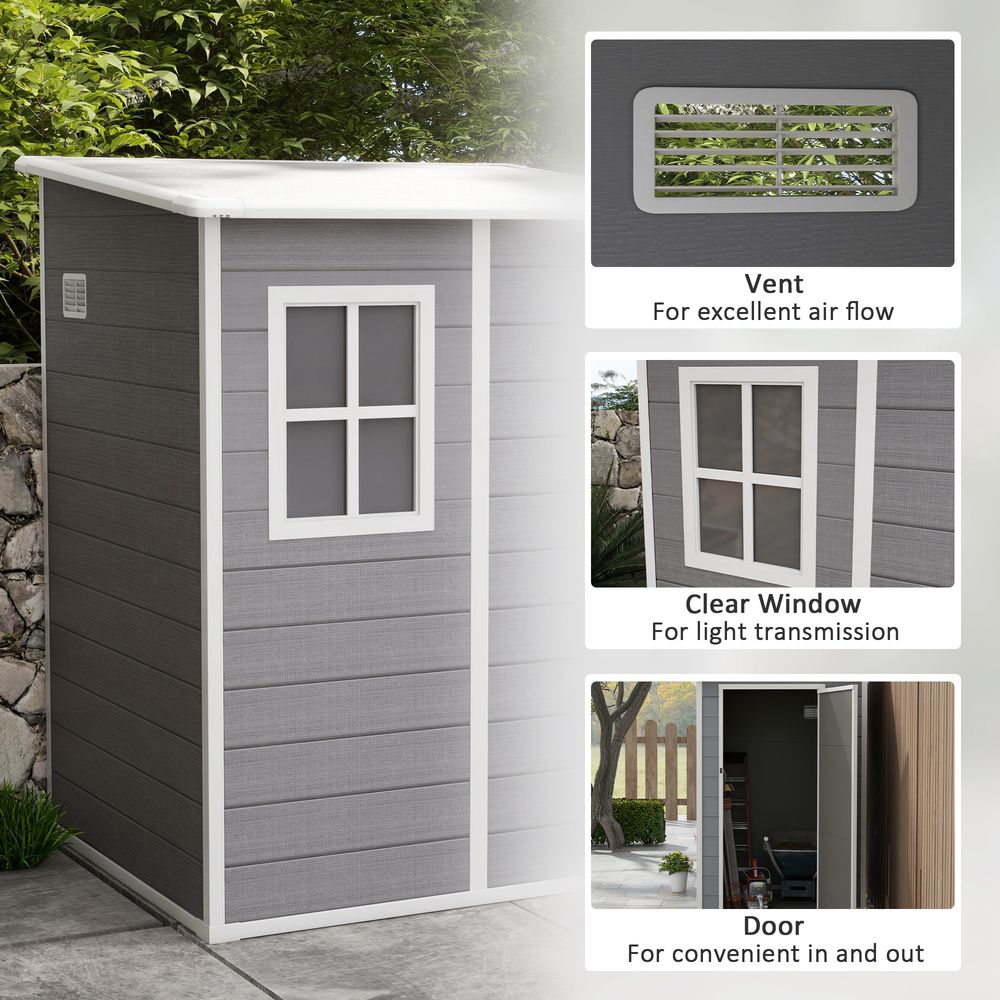 Durable Outsunny 4'x5' Plastic Garden Shed with Lockable Door - anydaydirect