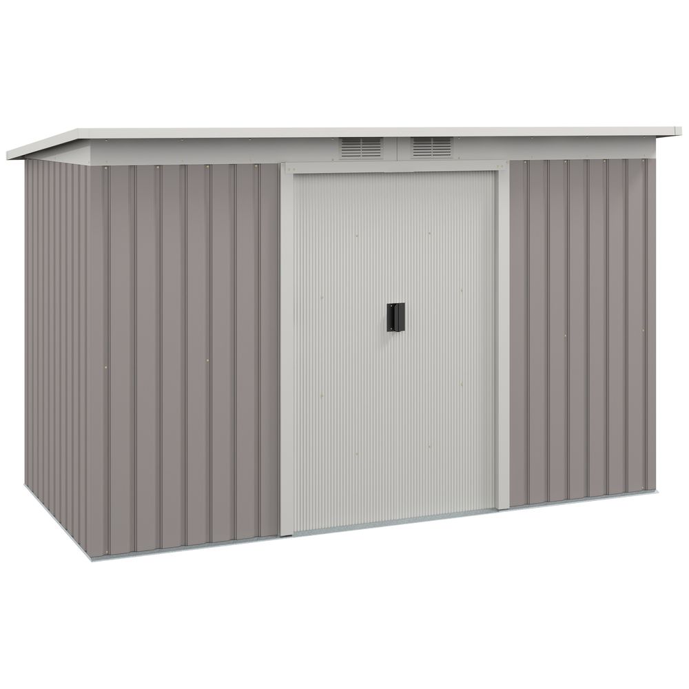 Durable Light Grey Garden Storage Shed with Metal Roof & Ventilation - anydaydirect