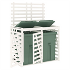 vidaXL Double Wheelie Bin Storage White Solid Wood Pine - anydaydirect