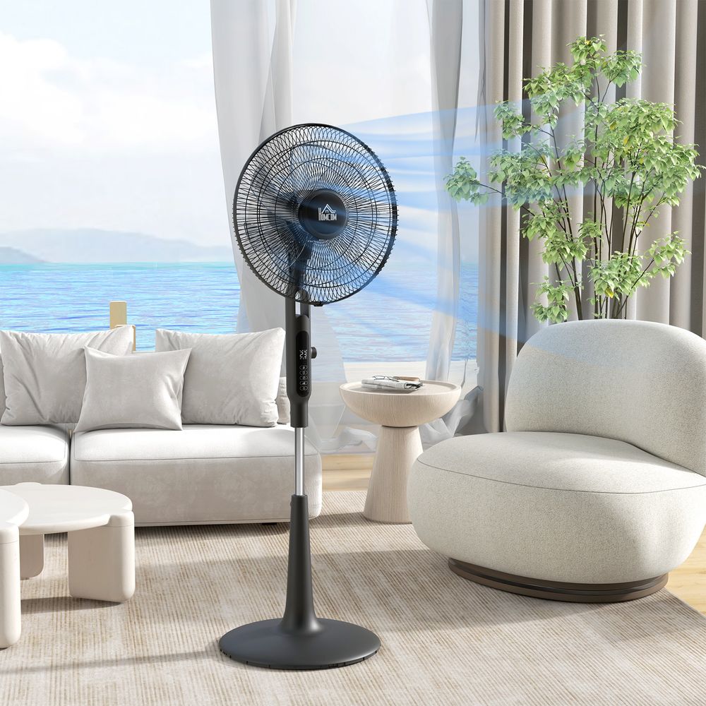 HOMCOM 12V DC Standing Fan with 75° Oscillation Mosquito Repellent Function - anydaydirect