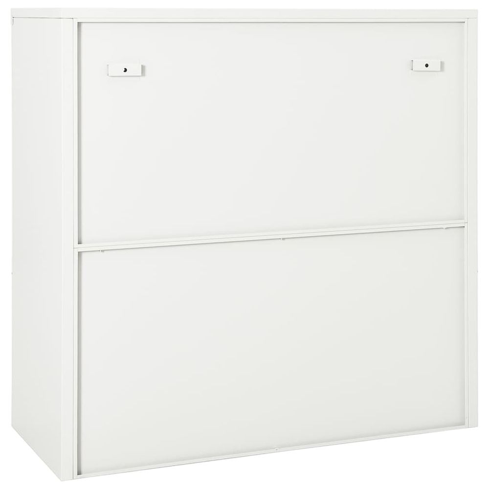 vidaXL Sliding Door Cabinet White 90x40x90 cm Steel - anydaydirect