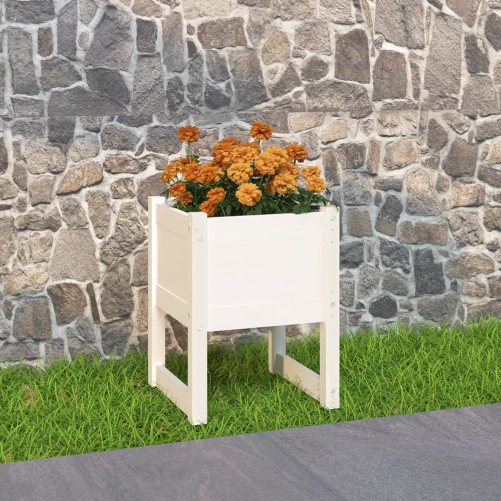 vidaXL Planters 2 pcs White 40x40x81 cm Solid Wood Pine - anydaydirect