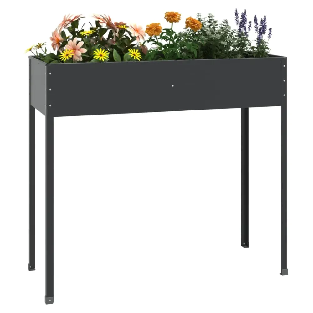 Garden Planter Anthracite 100.5x40.5x90 cm Galvanised Steel - anydaydirect