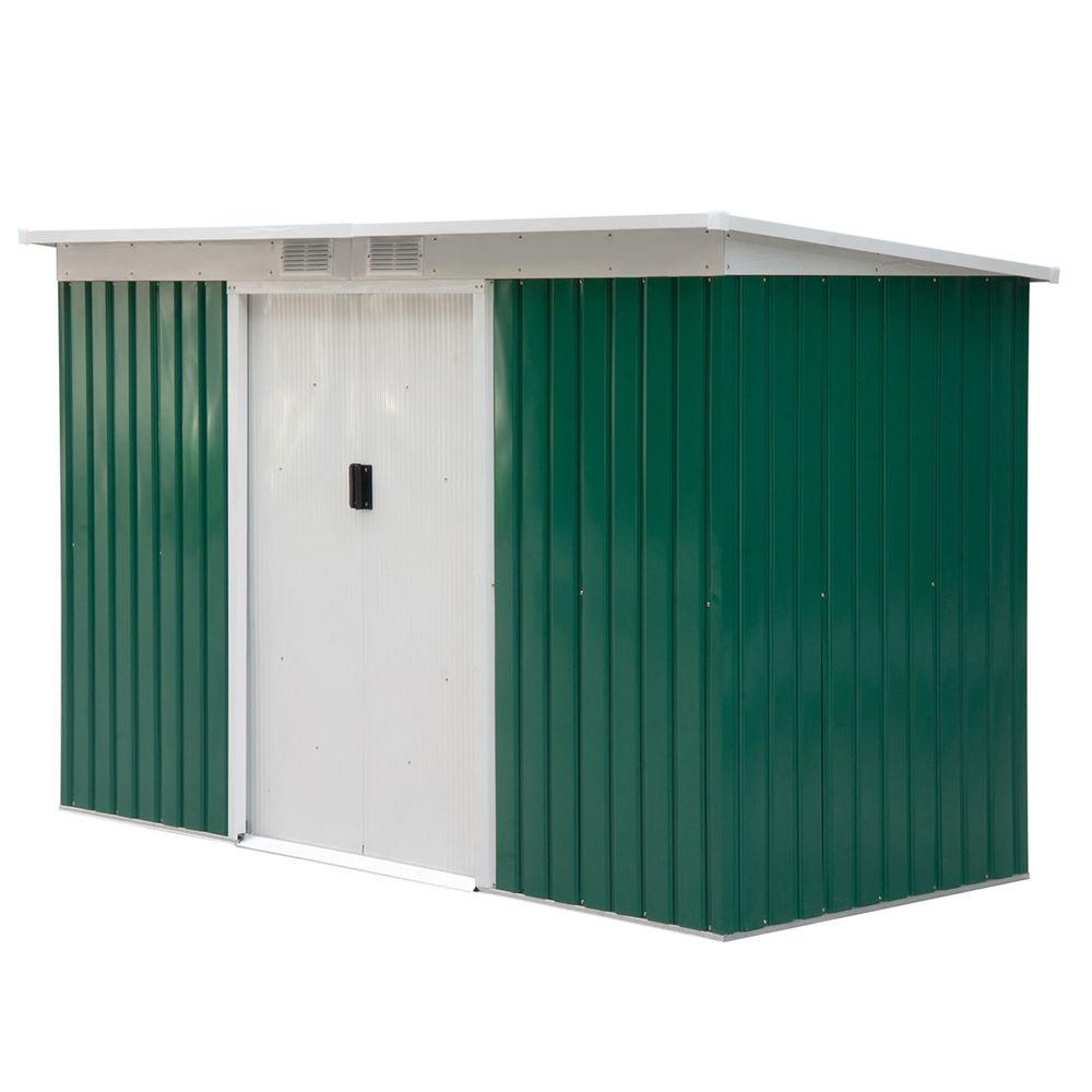 9ft x 4.25ft Outsunny Galvanized Metal Garden Storage Shed - anydaydirect