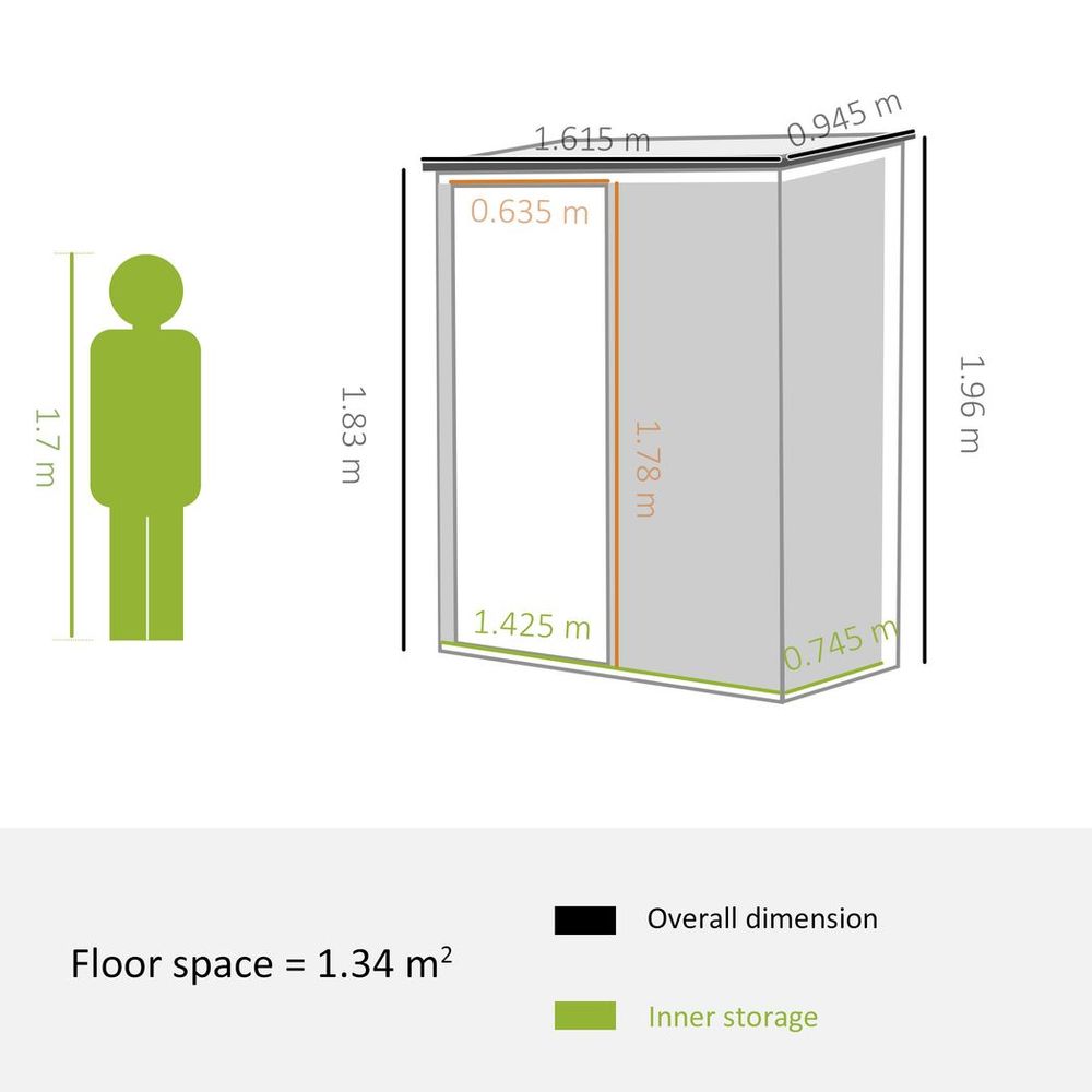 5x3ft Metal Garden Shed with Lockable Door for Outdoor Storage - anydaydirect