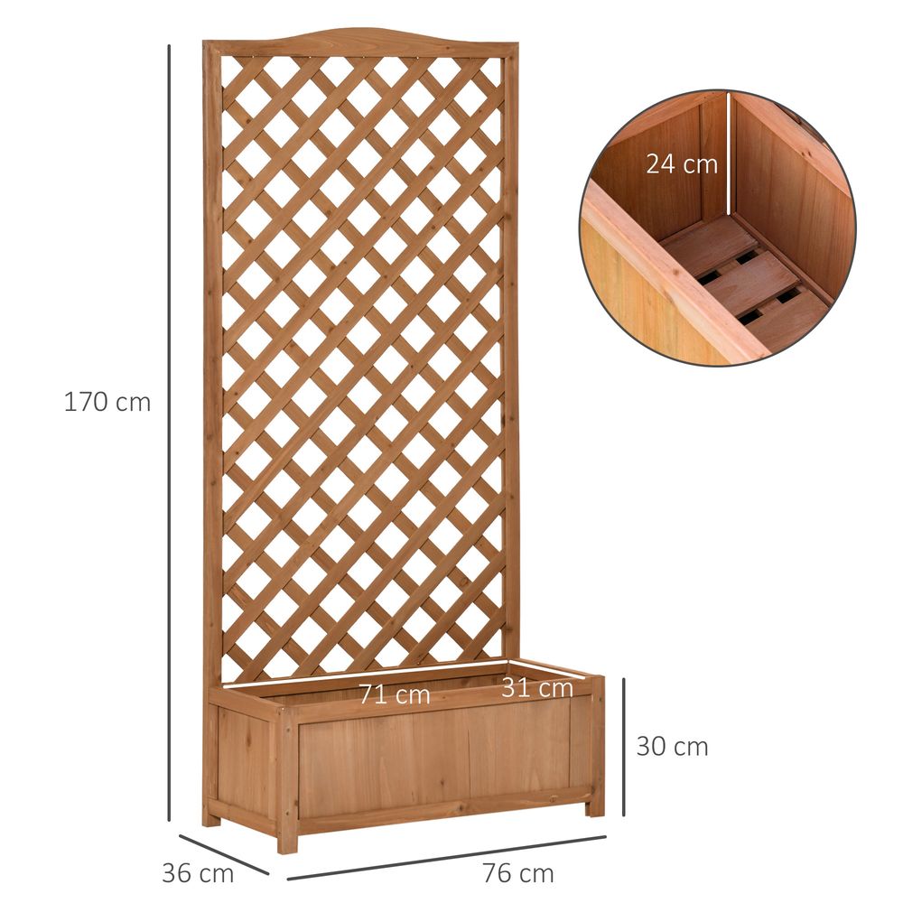 Garden Wooden Planter Box with Trellis 76x36x170cm, Brown Bed - anydaydirect