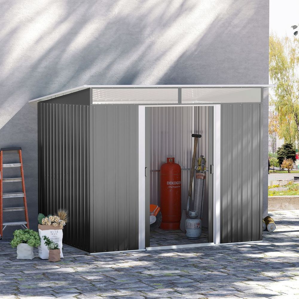 6.4 x 8.5ft Outsunny Garden Shed with Double Sliding Doors - anydaydirect