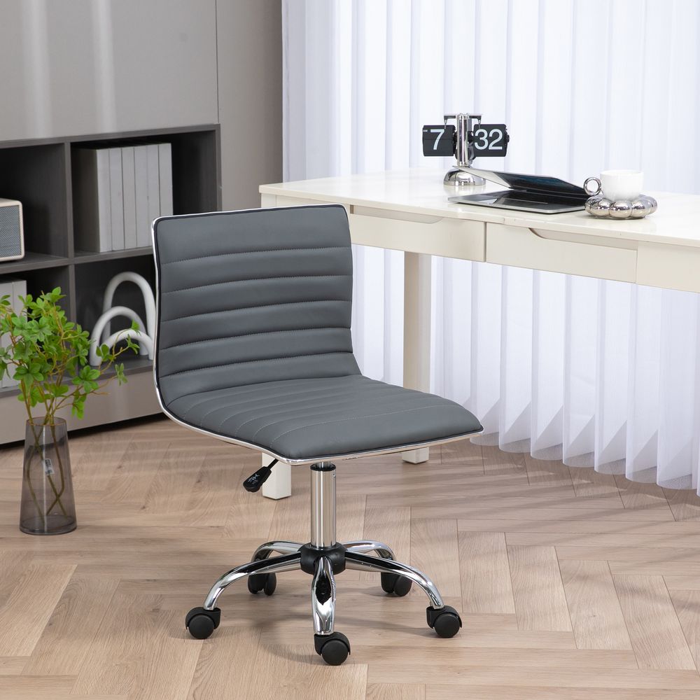 HOMCOM Armless Mid-Back Adjustable Office Chair with 360 Swivel Dark Grey - anydaydirect