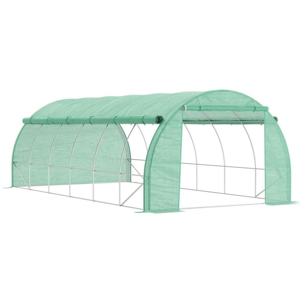 6 x 3 x 2 m Polytunnel Greenhouse Pollytunnel Tent w/ Steel Frame Green - anydaydirect