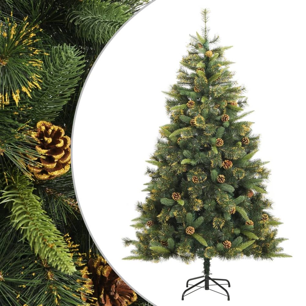 vidaXL Artificial Hinged Christmas Tree with Cones 120 cm - anydaydirect