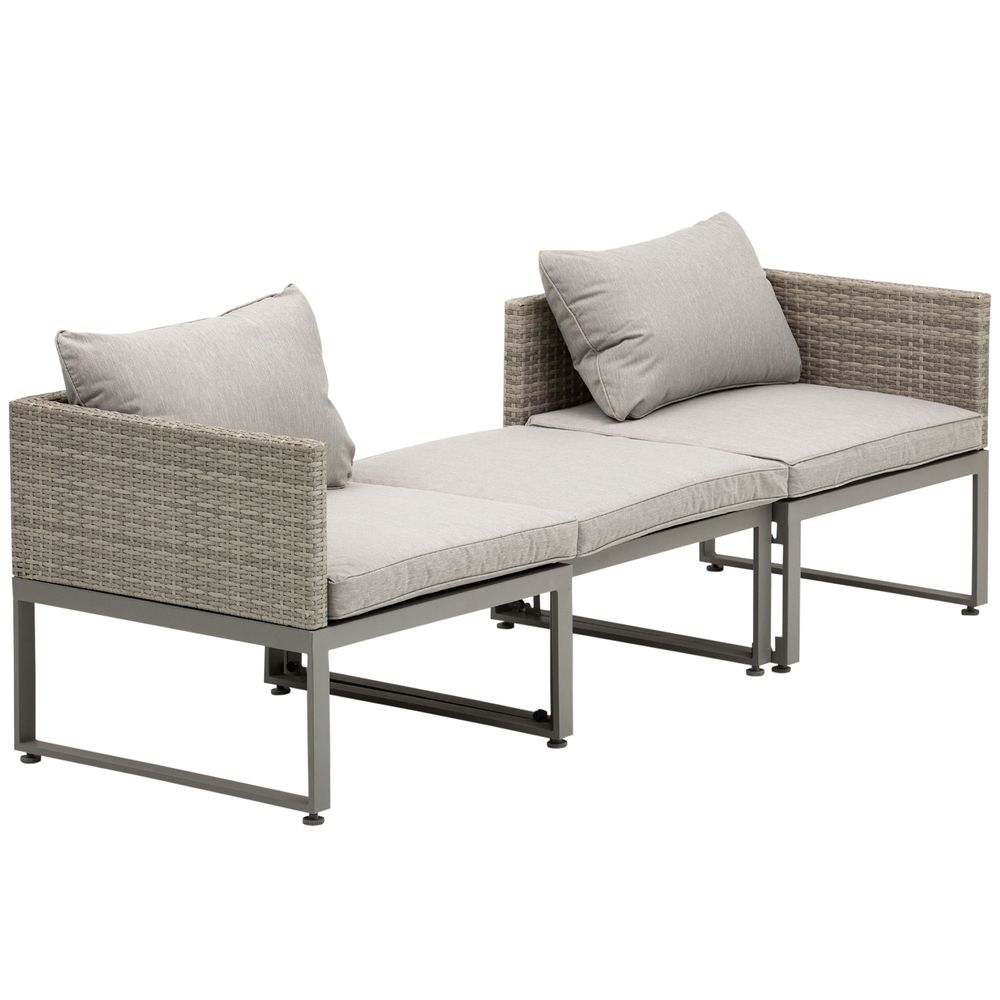 Outsunny 3-in-1 Chair Coffee Table Lounger Seater Sofa w/ Steel Frame Furniture - anydaydirect