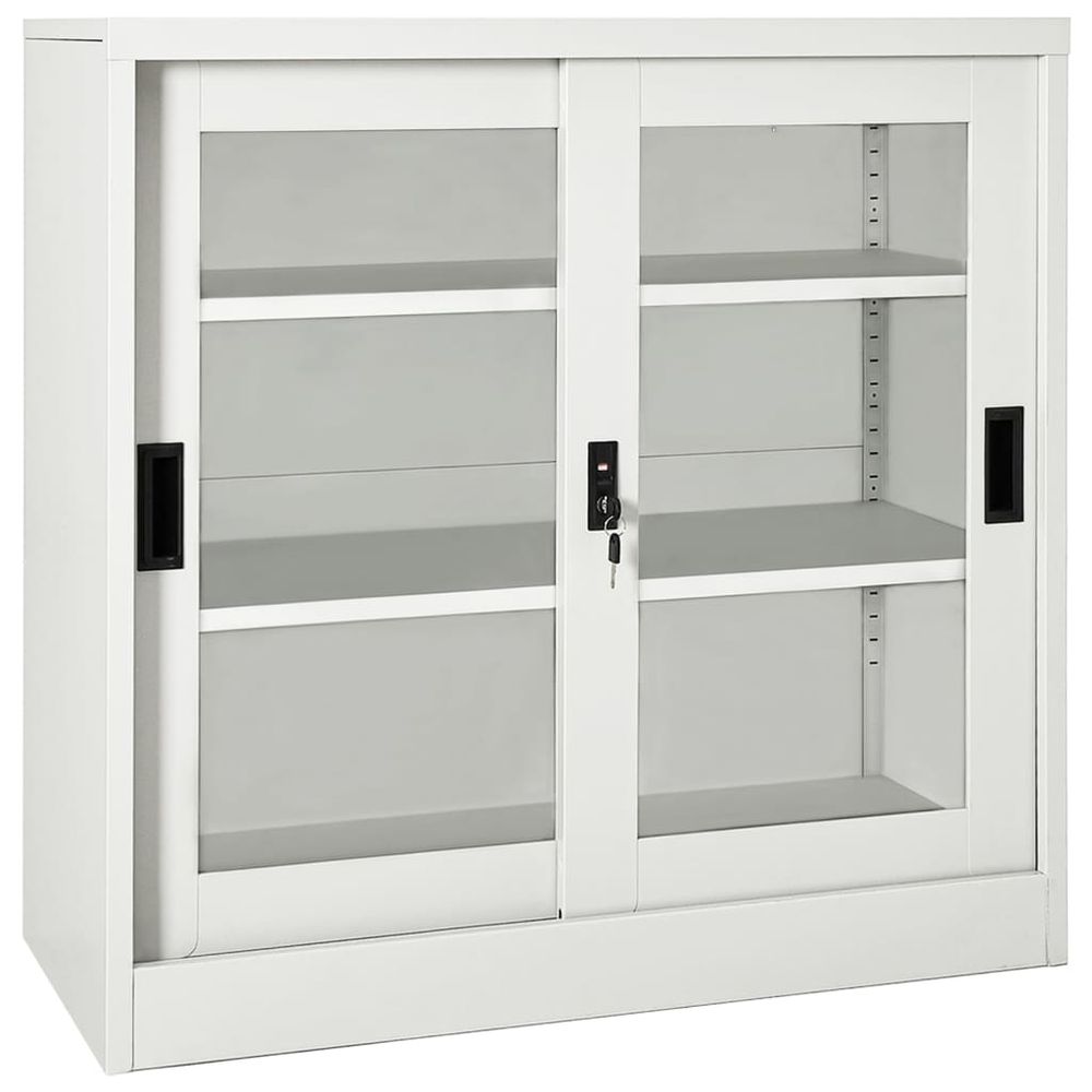 vidaXL Sliding Door Cabinet White 90x40x90 cm Steel - anydaydirect