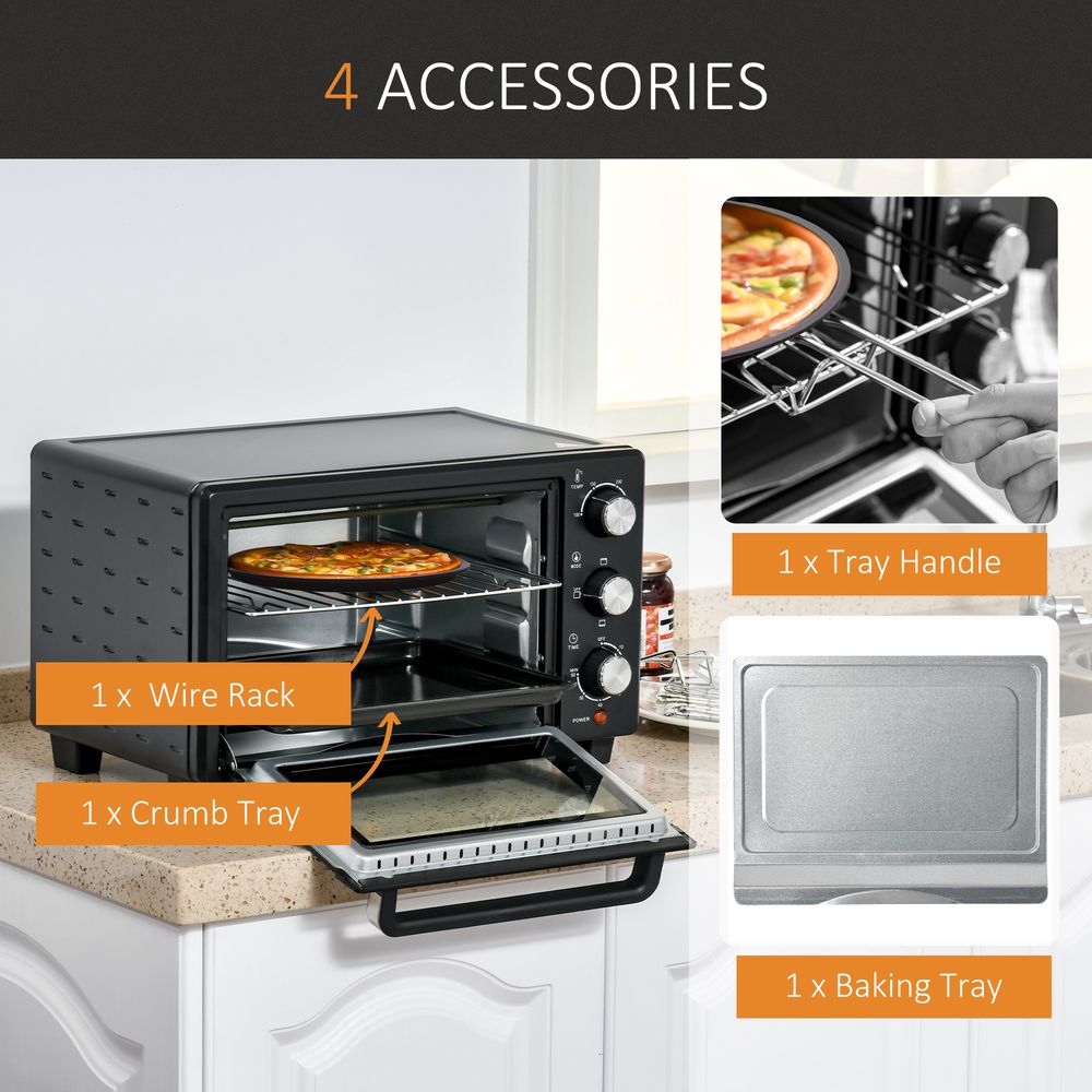 Mini Oven, 21L Grill, Toaster Timer, Baking Tray and Wire Rack, 1400W - anydaydirect