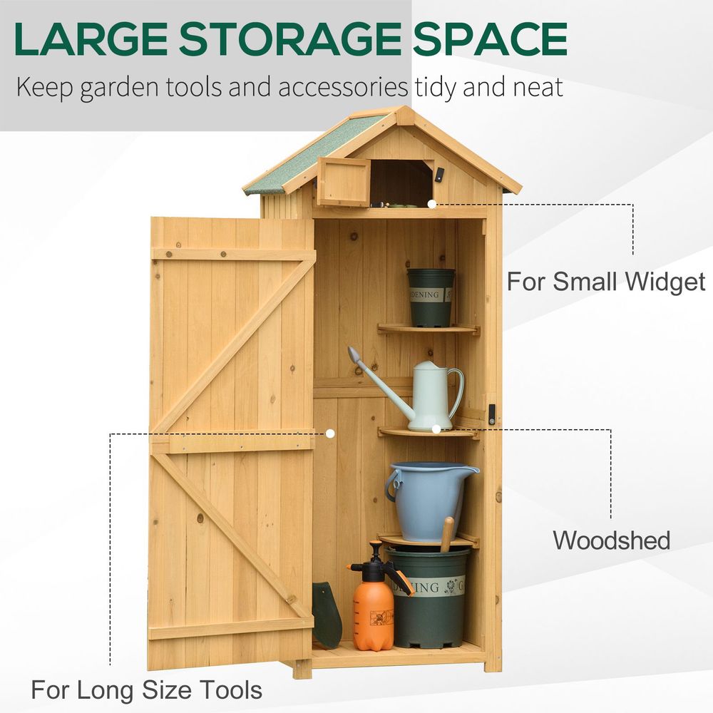 Durable Wooden Garden Shed with 3 Shelves - 77 x 54 x 179cm - anydaydirect