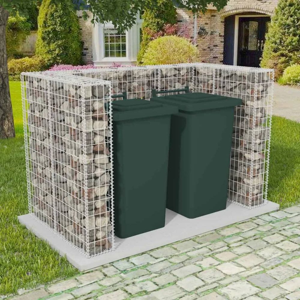 vidaXL Gabion Single Double or Triple Wheelie Bin Surround Steel 110x100x120 cm - anydaydirect