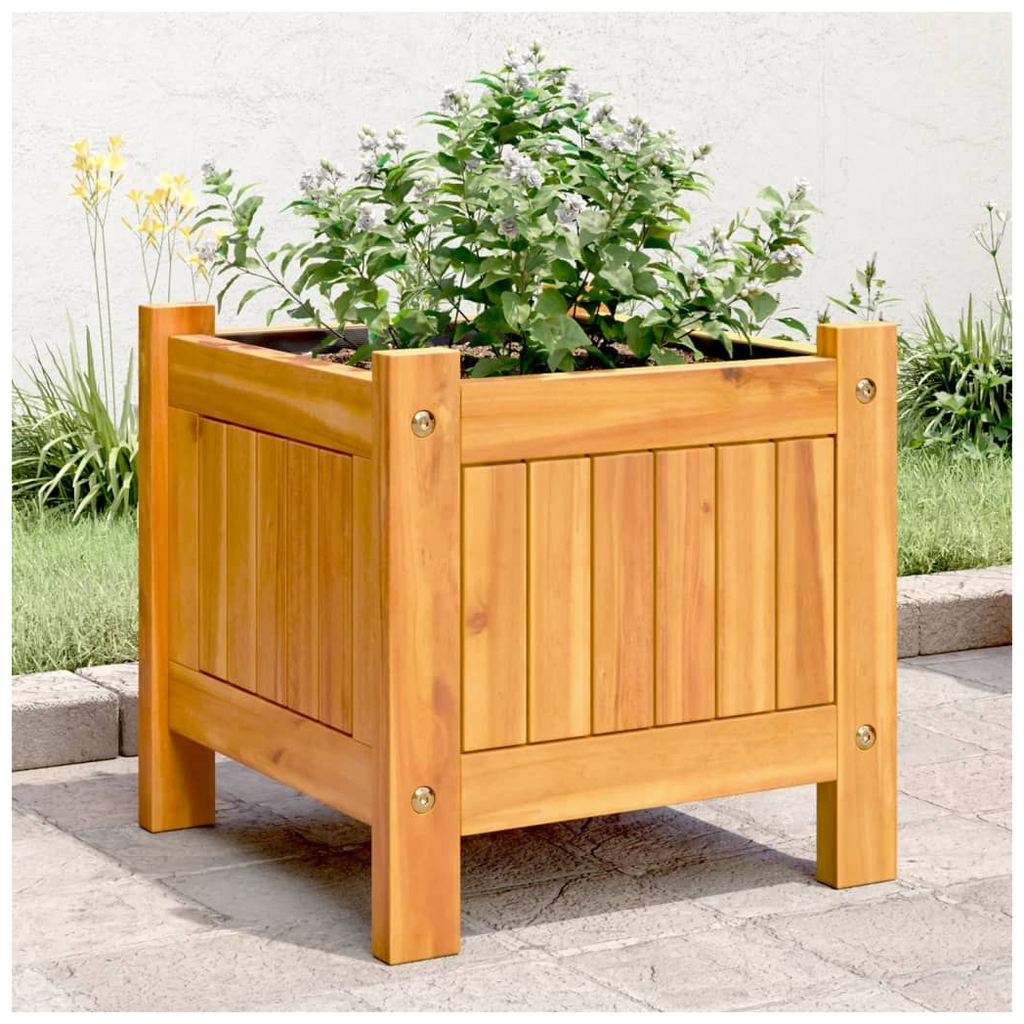 vidaXL Garden Planter with Liner 31x31x30 cm Solid Wood Acacia - anydaydirect