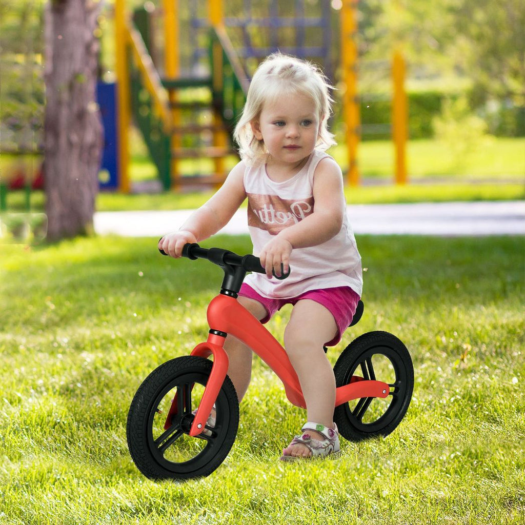 AIYAPLAY 12" Kids Balance Bike with Adjustable Seat, Rubber Wheels - Red - anydaydirect