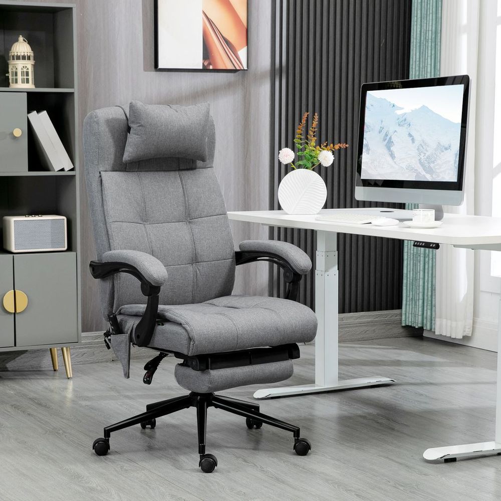 Vinsetto Fabric Vibration Massage Office Chair with Heat, Head Pillow, Grey - anydaydirect