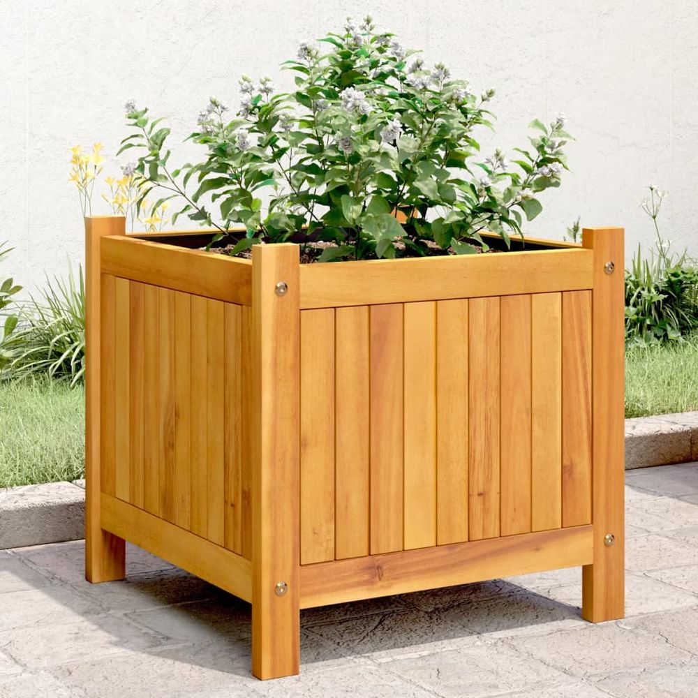 vidaXL Garden Planter with Liner 31x31x30 cm Solid Wood Acacia - anydaydirect