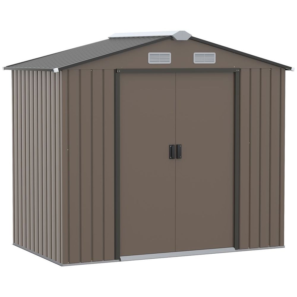 Large Garden Shed w/ Locking Door, Vent - Outsunny Brown - anydaydirect