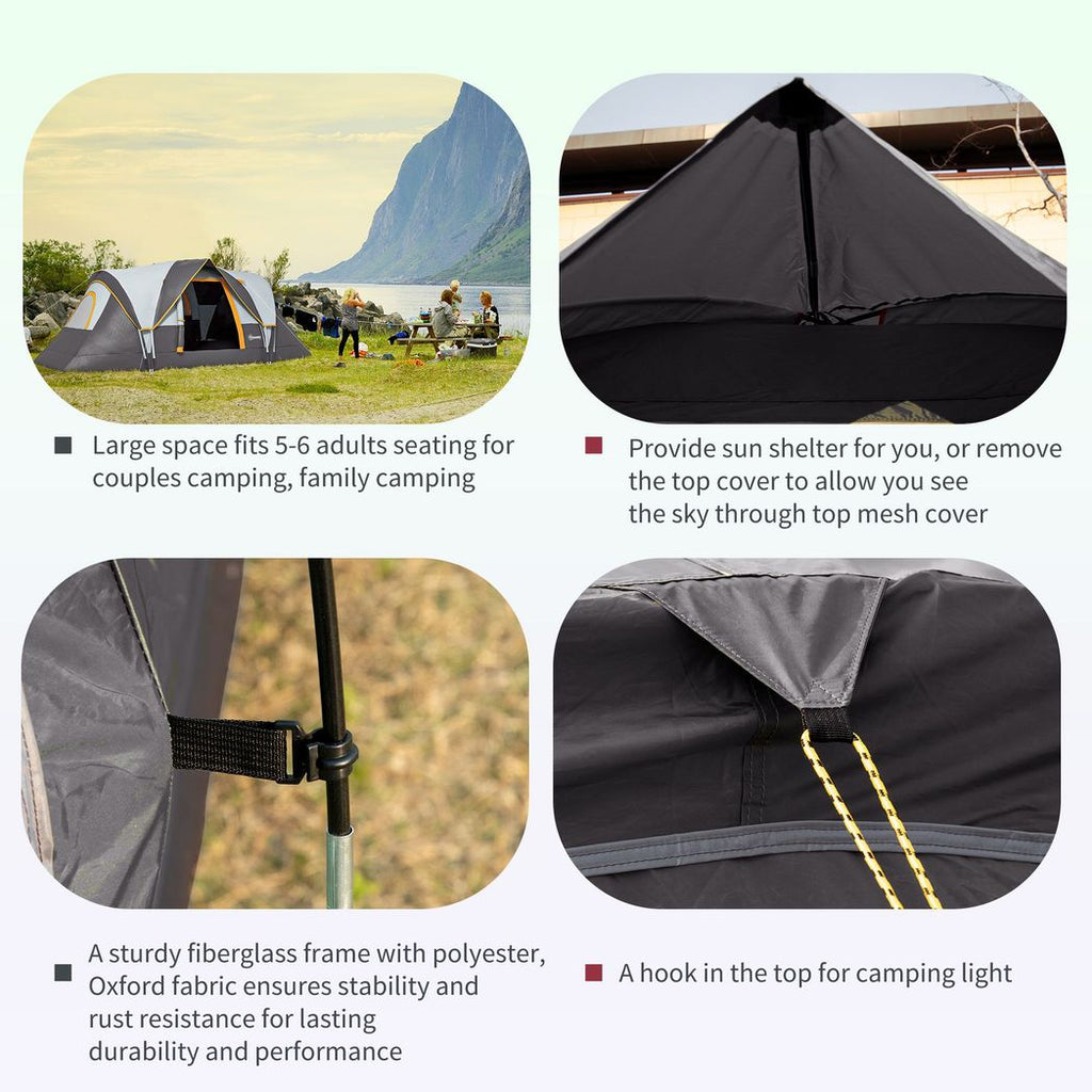 Outsunny Outdoor  Camping Tent For 5-6 W/ Bag, Fibreglass & Steel Frame - anydaydirect