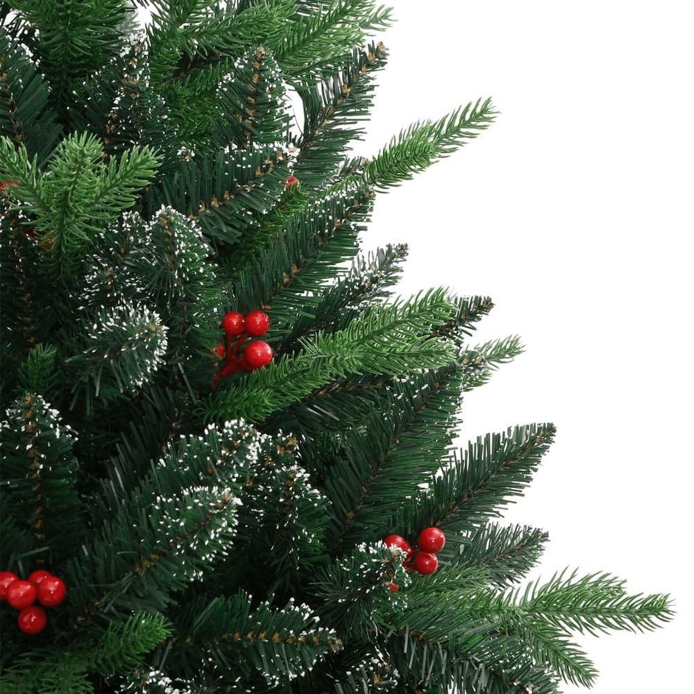 vidaXL Artificial Hinged Christmas Tree with Red Berries 4ft to 8ft - anydaydirect