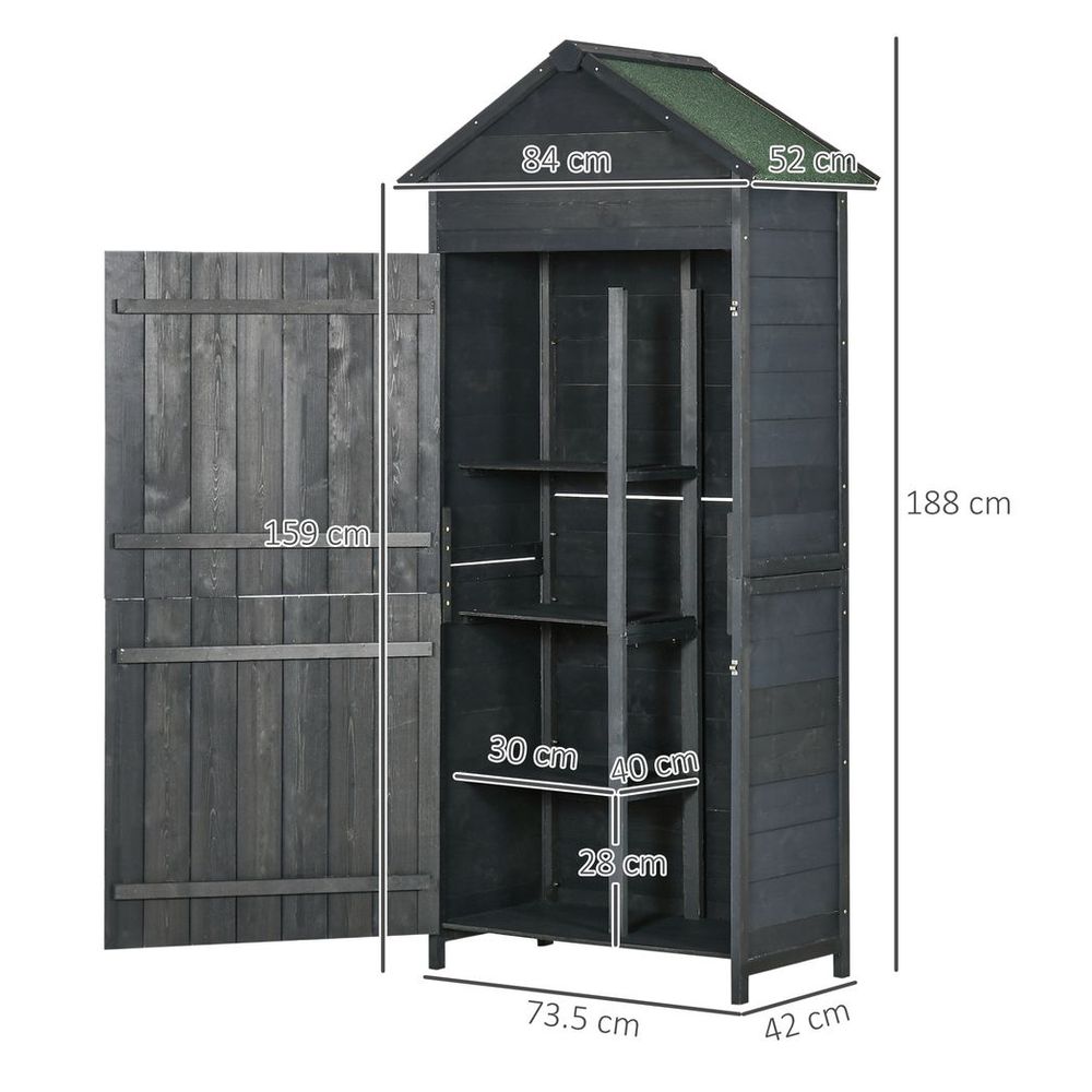 Outsunny Wooden Garden Shed with Shelves - Durable Tool Storage - anydaydirect