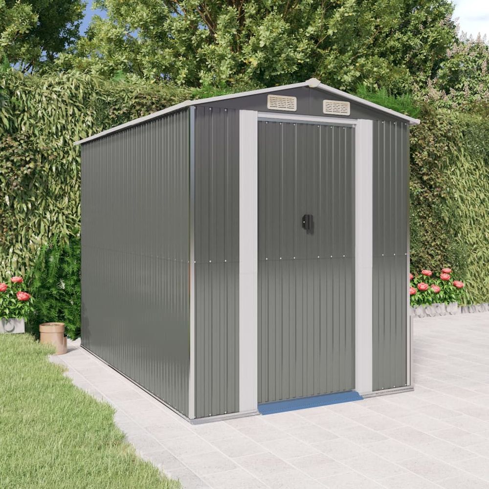 Durable Galvanized Steel Garden Shed 192x108x223 cm Green - anydaydirect