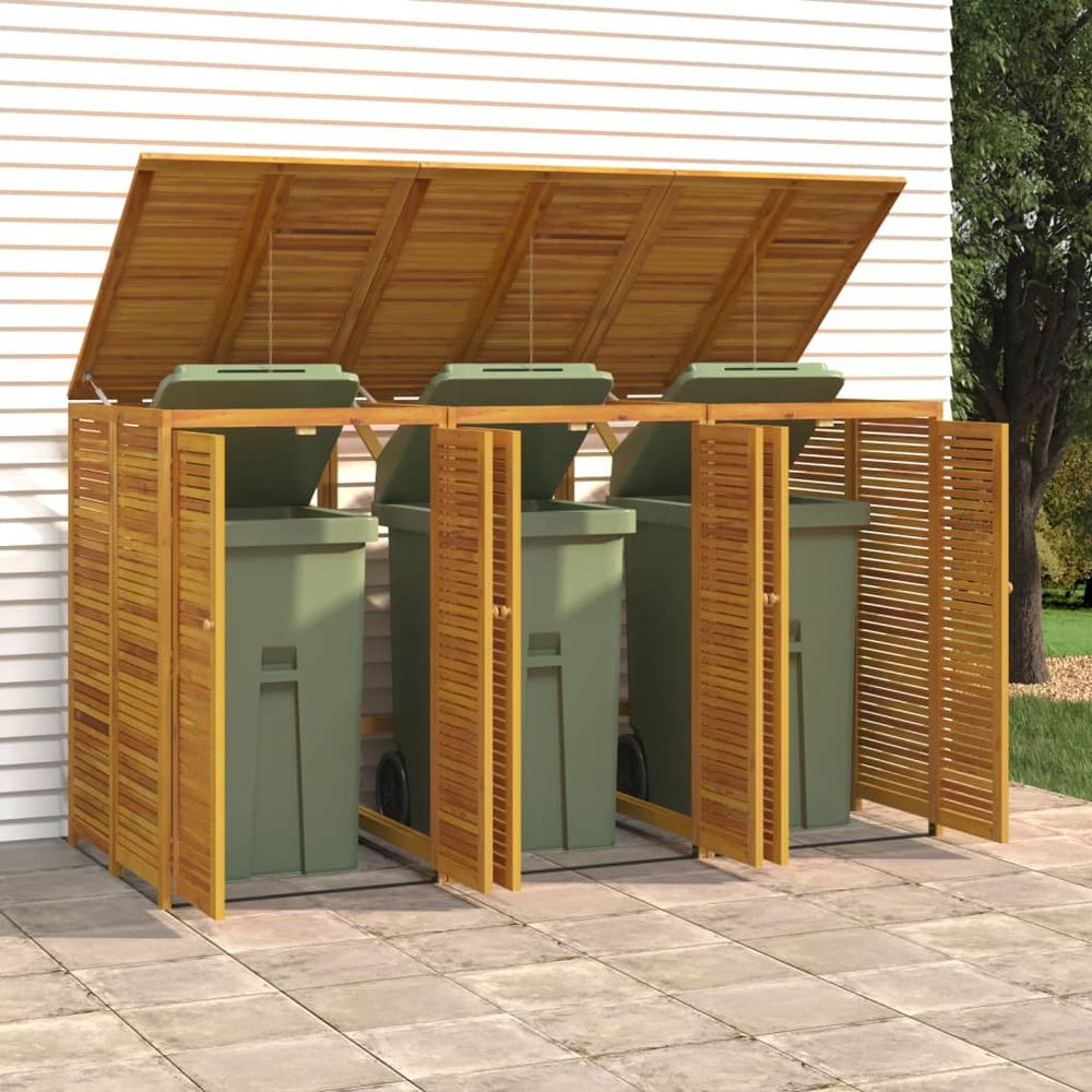 Garbage Wheelie Bin Storage Solid Wood Acacia - anydaydirect