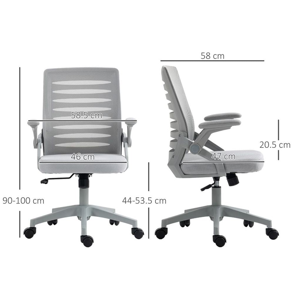 Vinsetto Mesh Office Chair Home Swivel Task Chair w/ Lumbar Support, Arm, Grey - anydaydirect