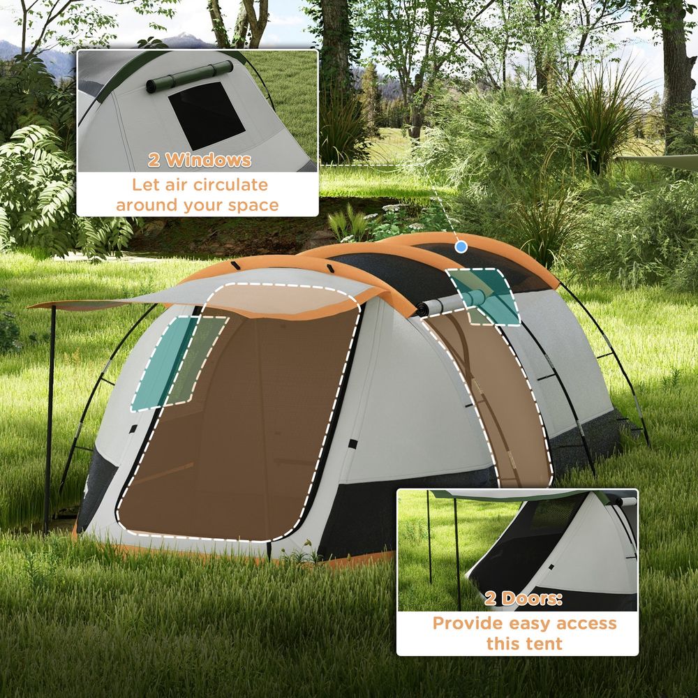 Outsunny Tunnel Tent with Bedroom, Living Room and Porch for 3-4 Man - anydaydirect