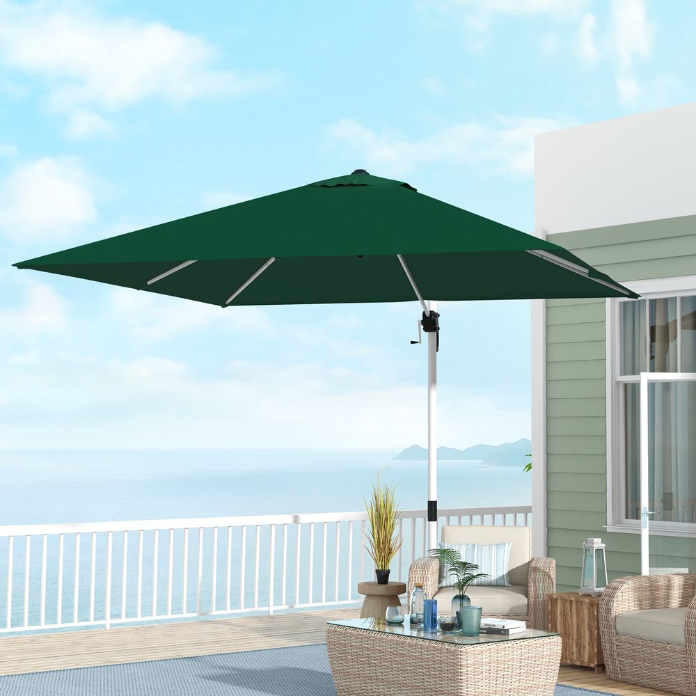 Outsunny 3 x 3(m) Cantilever Roma Parasol Garden Umbrella with Cross Base Green - anydaydirect