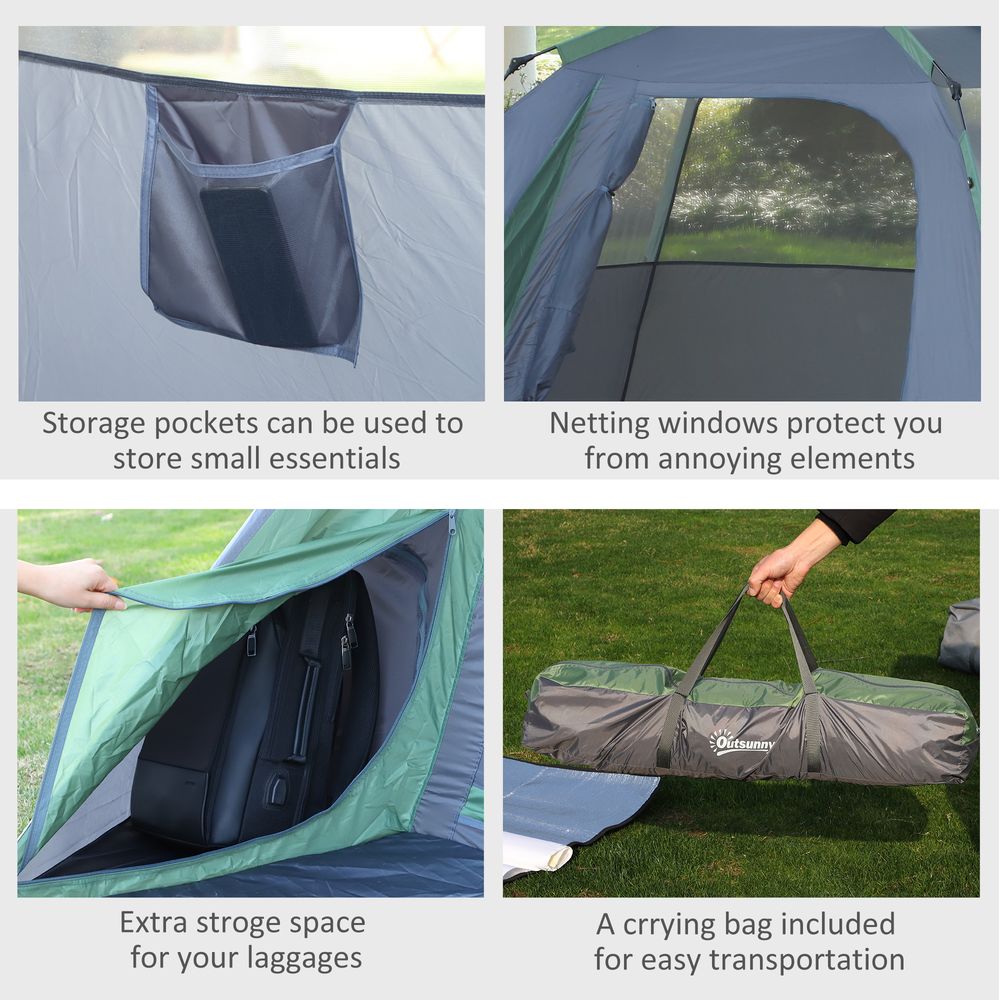 Family Pop-Up Camping Tent W/ Removable Waterproof Rainfly Outsunny - anydaydirect
