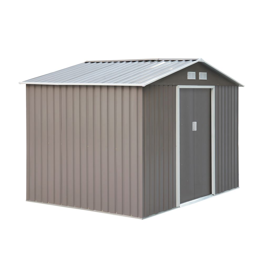 9x6FT Grey Steel Garden Shed with Foundation & Ventilation - anydaydirect