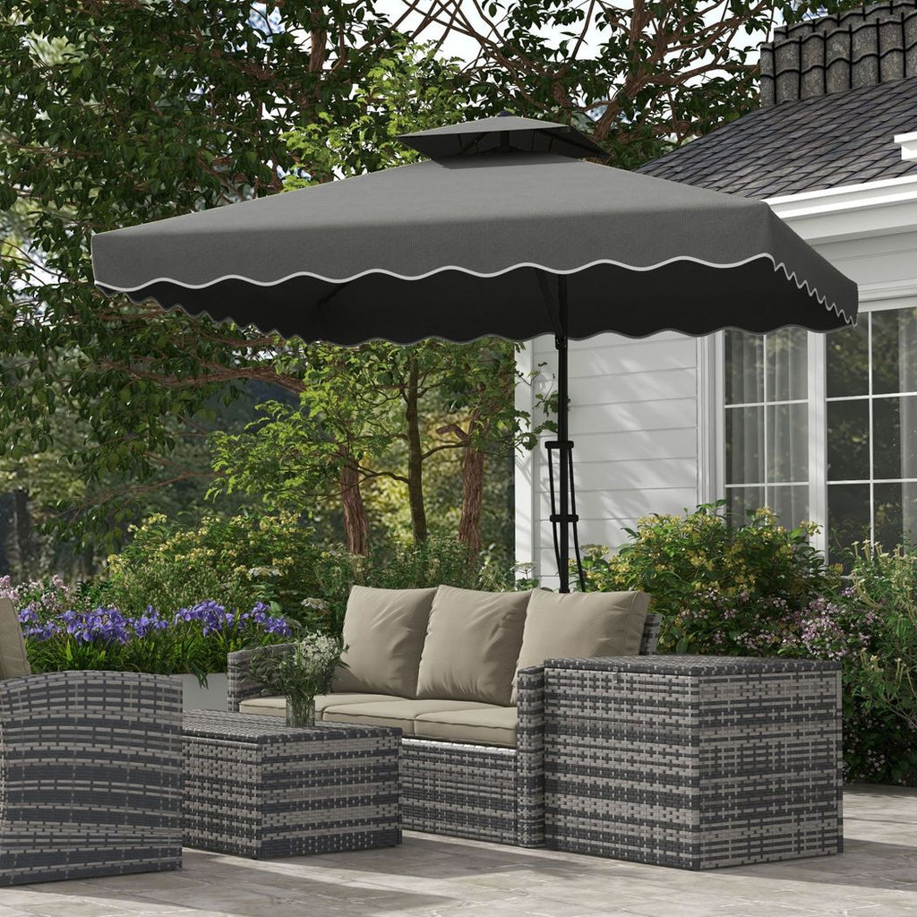Outsunny 2.5m Square Cantilever Garden Parasol Umbrella with Cross Base, Grey - anydaydirect