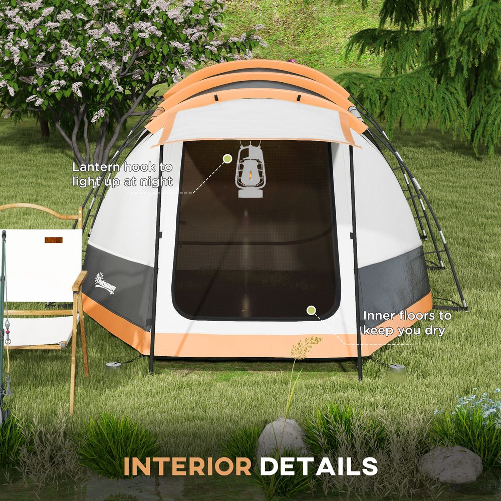 Outsunny Tunnel Tent with Bedroom, Living Room and Porch for 3-4 Man - anydaydirect