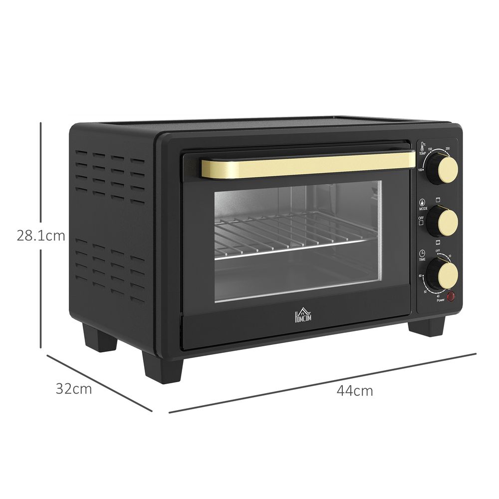 HOMCOM Mini Oven 16L Countertop Oven with Adjustable Temp Timer 1400W, Black - anydaydirect