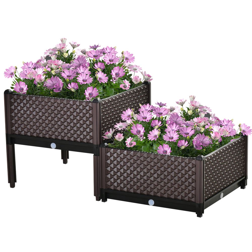 2-Piece Raised Garden Bed Planter Box for Flowers, Vegetables, Herbs - anydaydirect