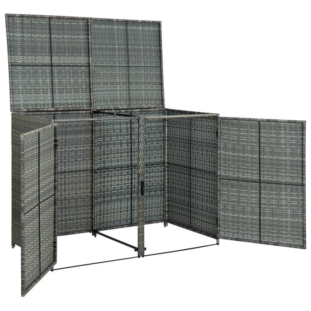 Double Wheelie Bin Shed Poly Rattan Anthracite 148x77x111 cm - anydaydirect