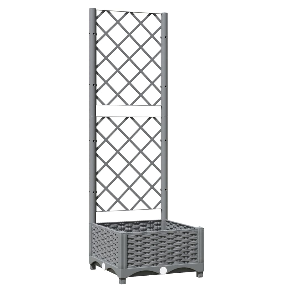 Garden Planter with Trellis Light Grey 40x40x121.5 cm PP - anydaydirect