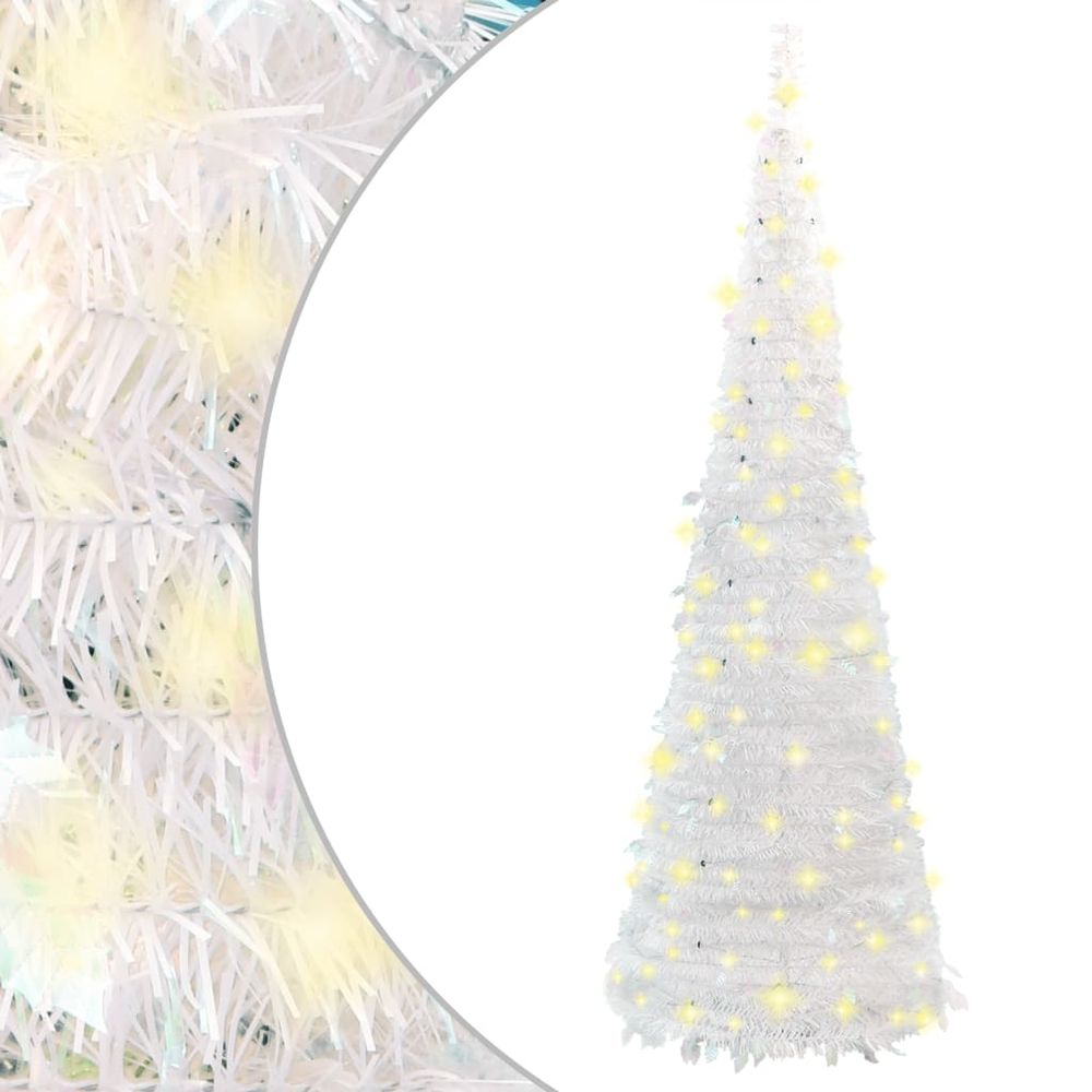 vidaXL Artificial Christmas Tree Pop-up 50 LEDs White 4ft to 7ft - anydaydirect