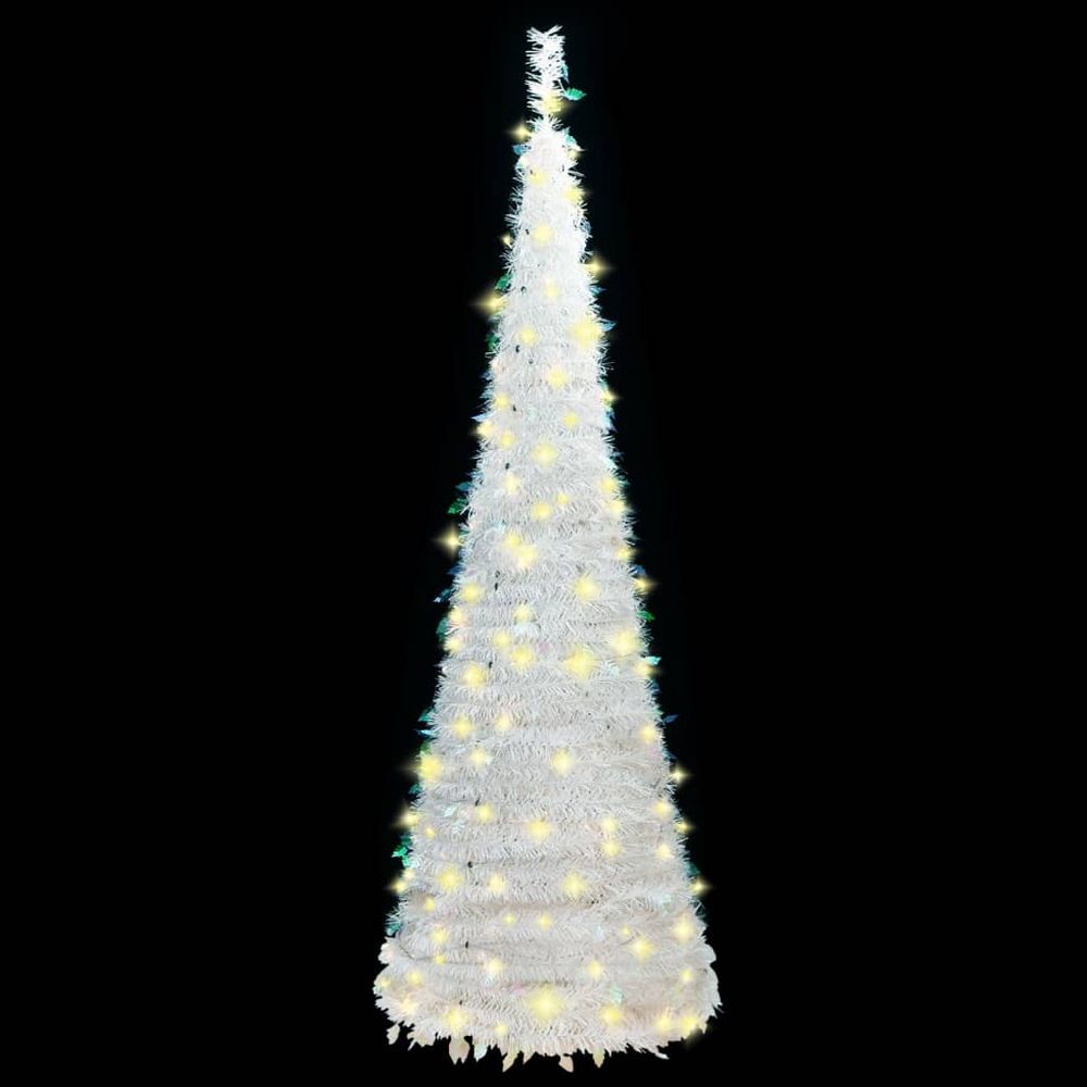 vidaXL Artificial Christmas Tree Pop-up 50 LEDs White 4ft to 7ft - anydaydirect